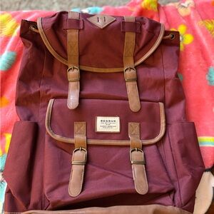Benrus Maroon Backpack with Tan Accents